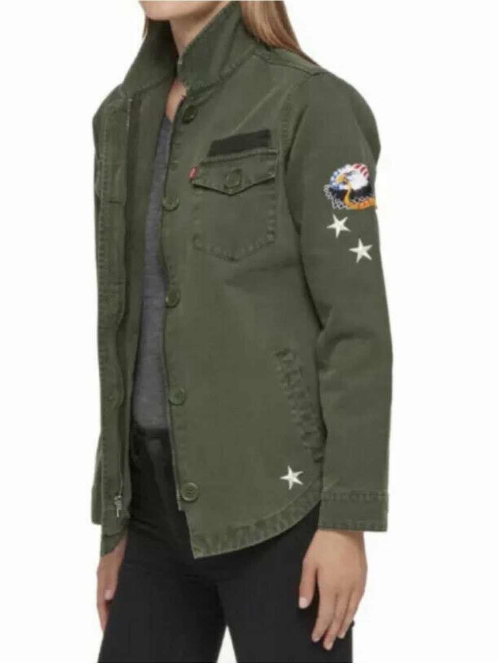 NWT size small Levi's Olive Green Jacket with Embroidered Patch